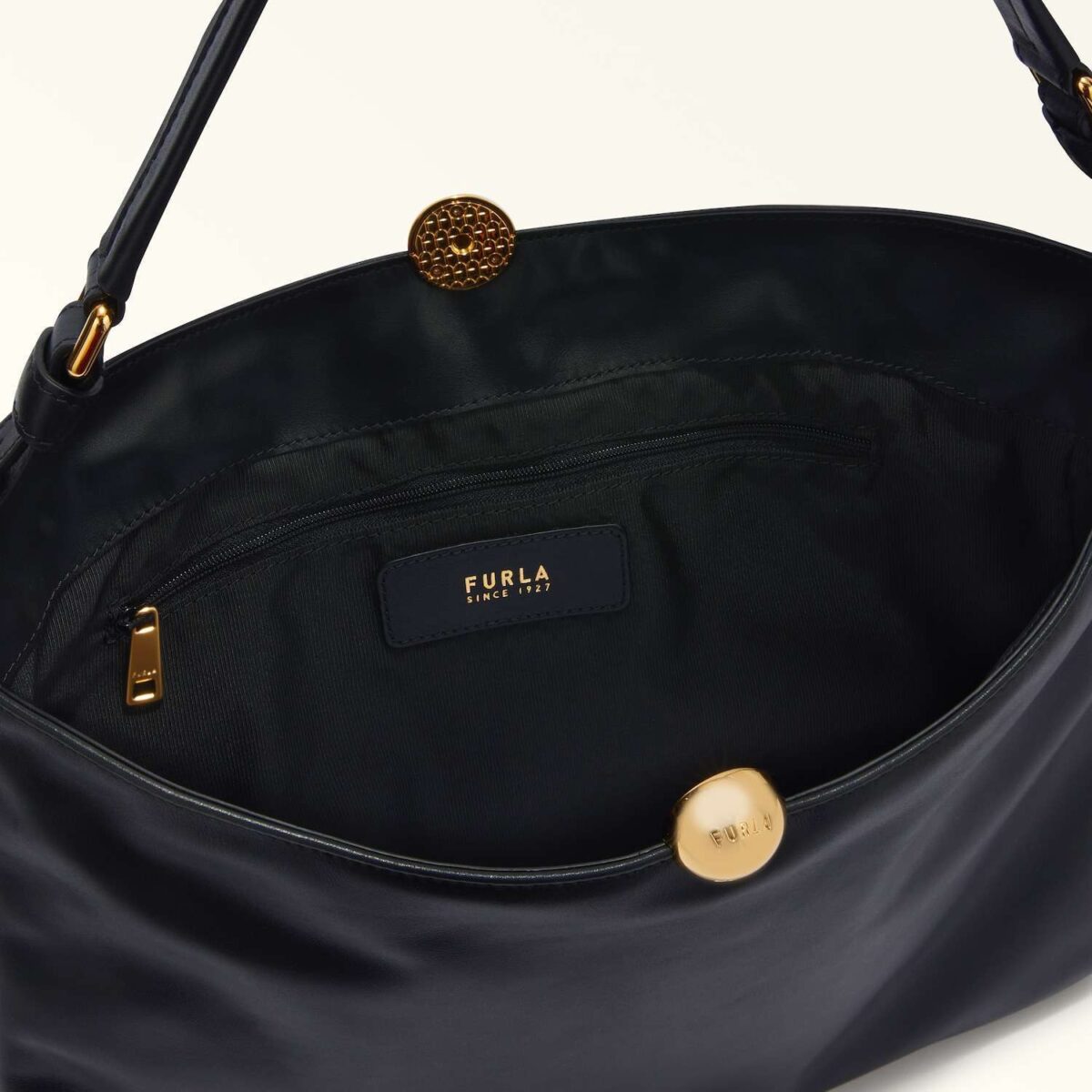 Borsa Furla Sfera Nero Chiusura Con Clip E Cerniera Interna 8050597536514