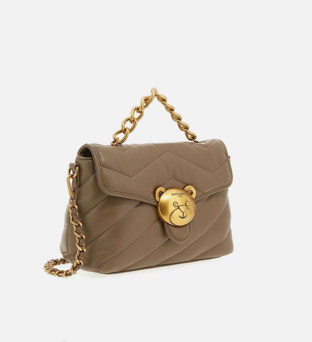 Borsa Puffy Rue Madam Taupe Dettagli Laterali 1490T