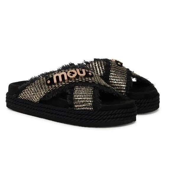 Ciabatte Criss-Cross Mou 1 Ciabatte Criss Cross Mou Nero Dettaglio Fasce 451009KB