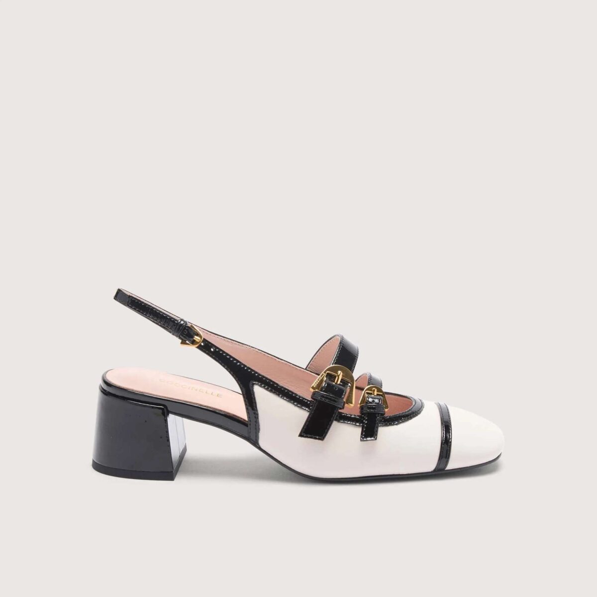 Slingback Maia Coccinelle Bianco Nero S5E210201 scaled 1