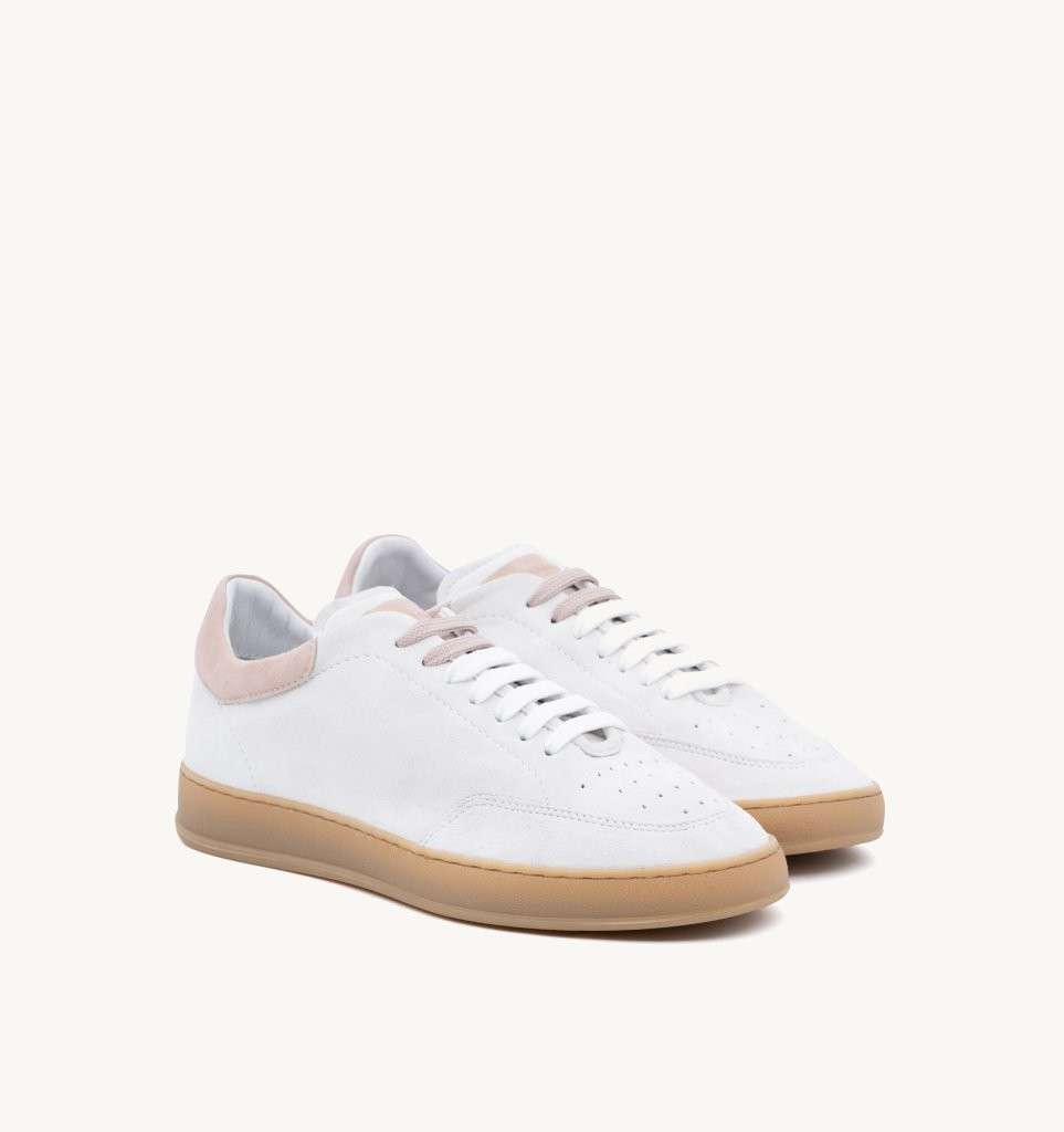Sneaker Hobbes Amalfi Soldini80 Bianco Peonia Laccio Bicolore E Fori Sul Davanti 80002B