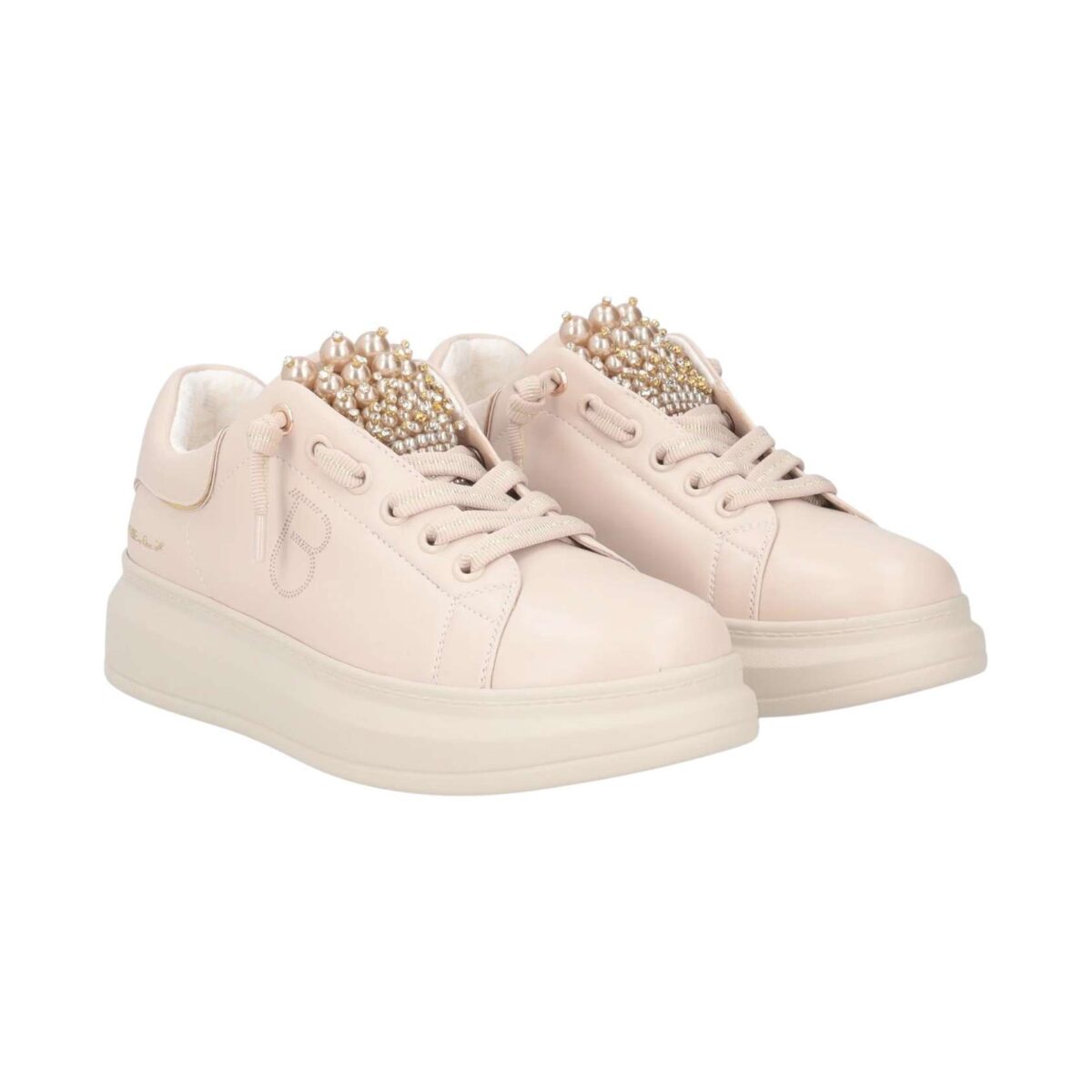 Sneakers Chic Tosca Blu Nude Dettaglio Perle 2501S007N