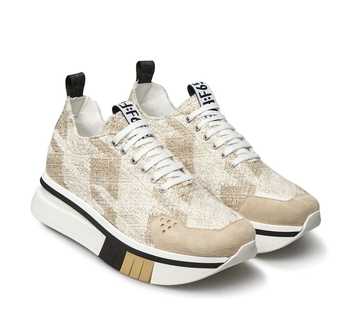 Sneakers F65 1 Sneakers F65 Beige Lacci A Contrasto Linguetta Con Logo FD8116D
