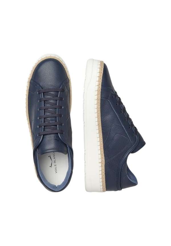 Sneakers Layton Voile Blanche Blu Bordo Con Rafia Intrecciata 0C01