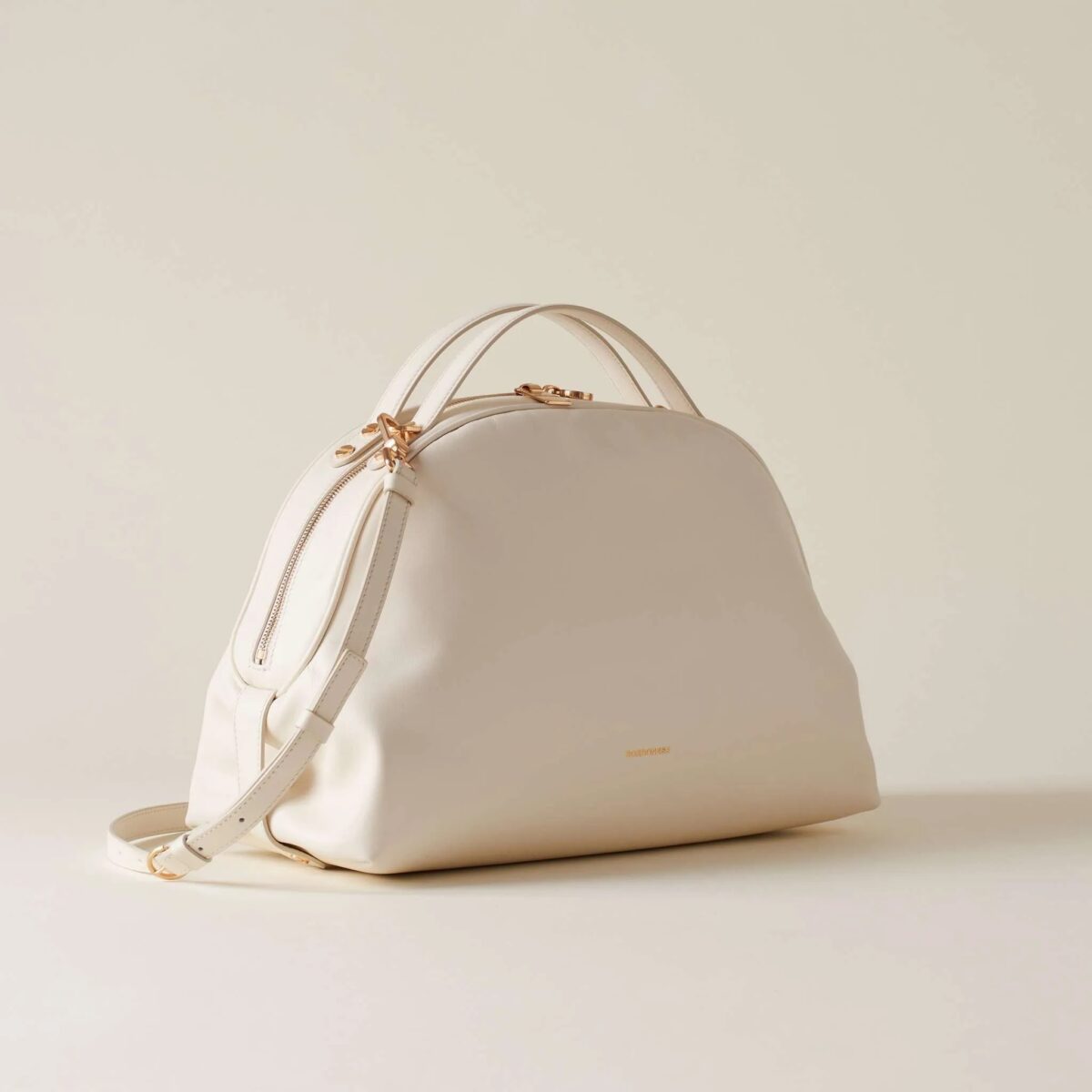 Bauletto Medium Borbonese In Pelle White Cotton Dettagli Laterali 300202927 scaled 1