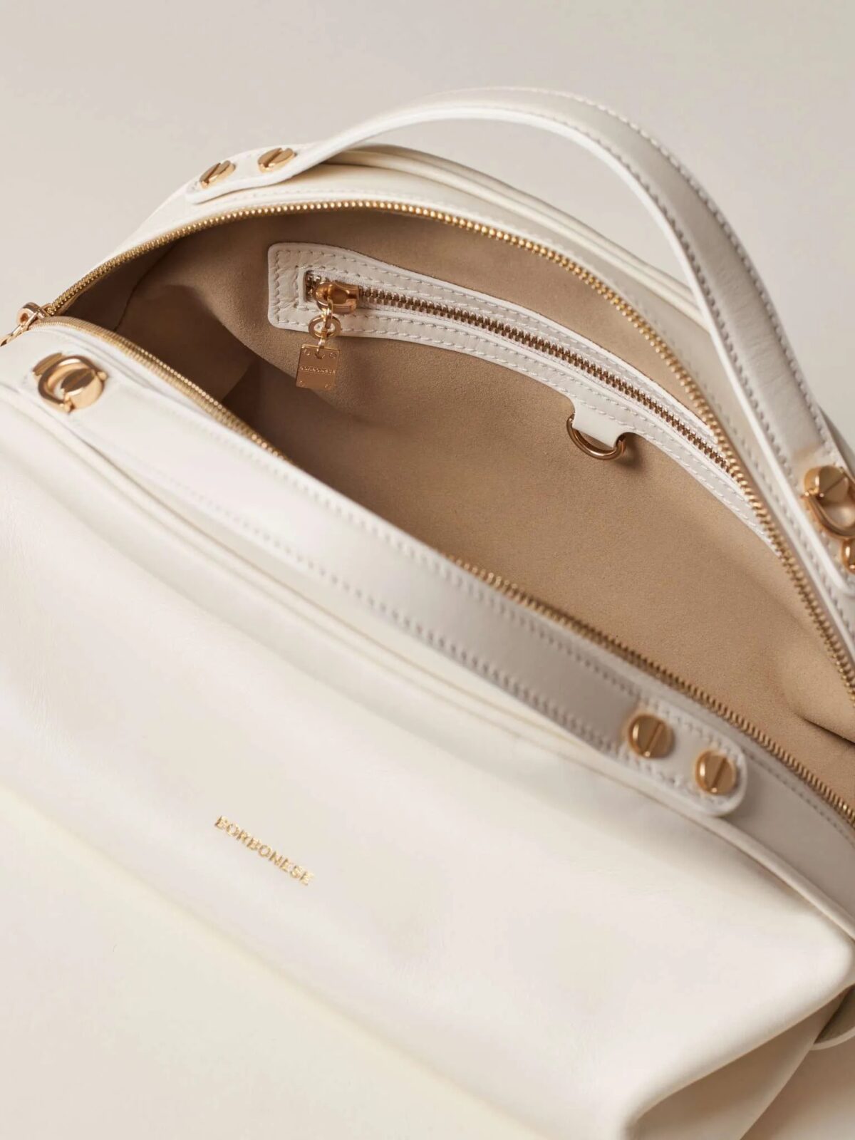 Bauletto Small Borbonese In Pelle White Cotton Interno 290202927 scaled 1