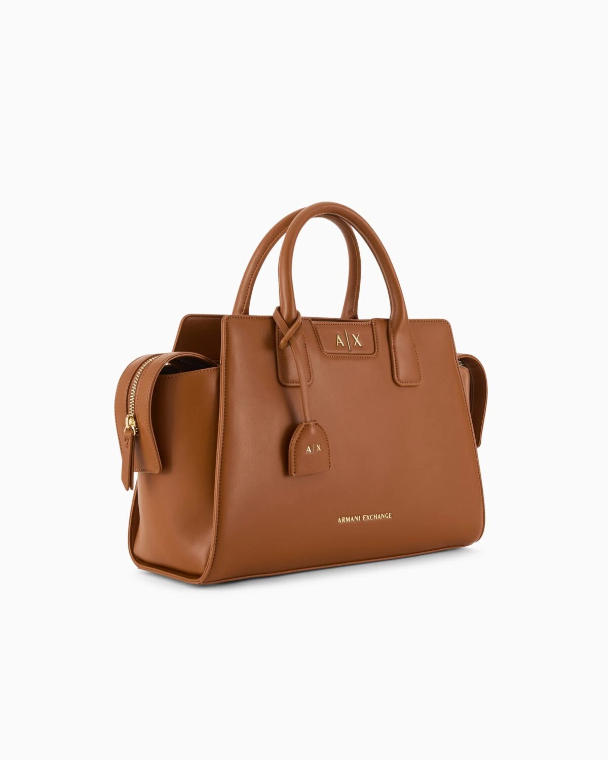 Borsa Armani Exchange A Mano Marrone Dettagli Laterali 2158U6123 scaled 1