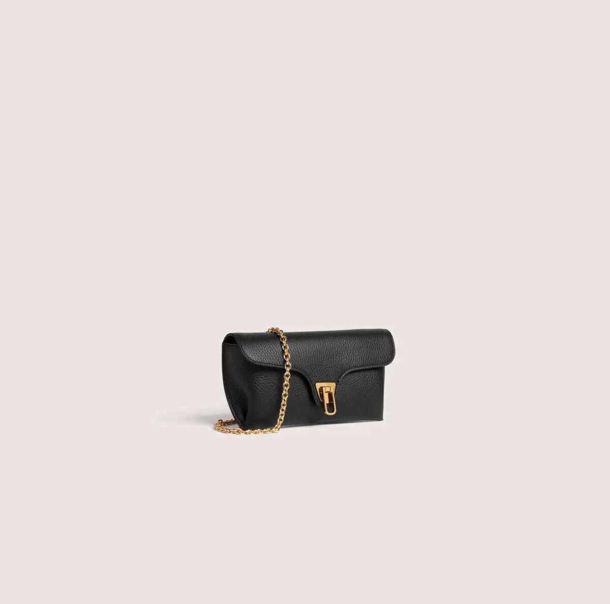 Borsa Double Beat Coccinelle In Pelle Martellata Nero Pochette 8059978743916