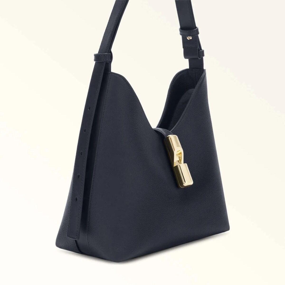Borsa Furla Goccia Con Manico Sdoppiabile In Pelle Martellata Ink Blue Dettagli 8050597739465