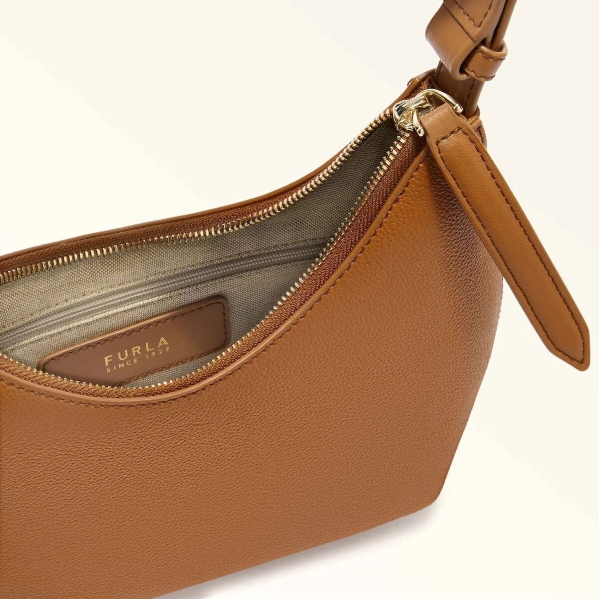 Borsa Furla Goccia In Pella Con Manico Sdoppiabile Brandy Interno 8050597808116