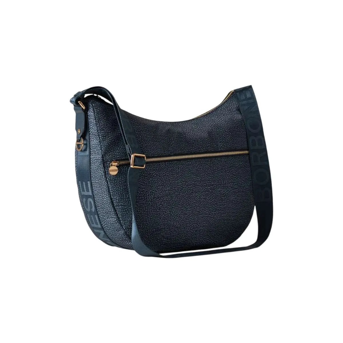 Borsa Luna Middle Borbonese In Nylon Blu Dettagli 08I15825