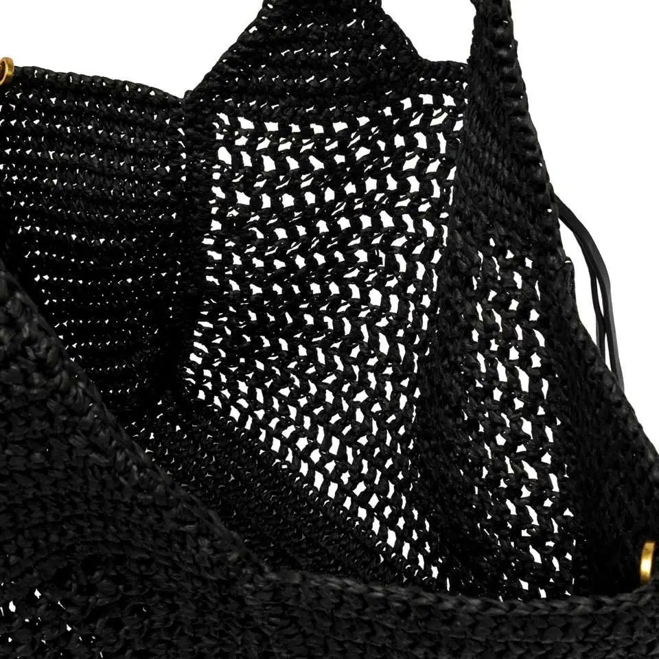 Borsa Nefeli Gianni Chiarini In Rafia Nero Interno 8057145793696