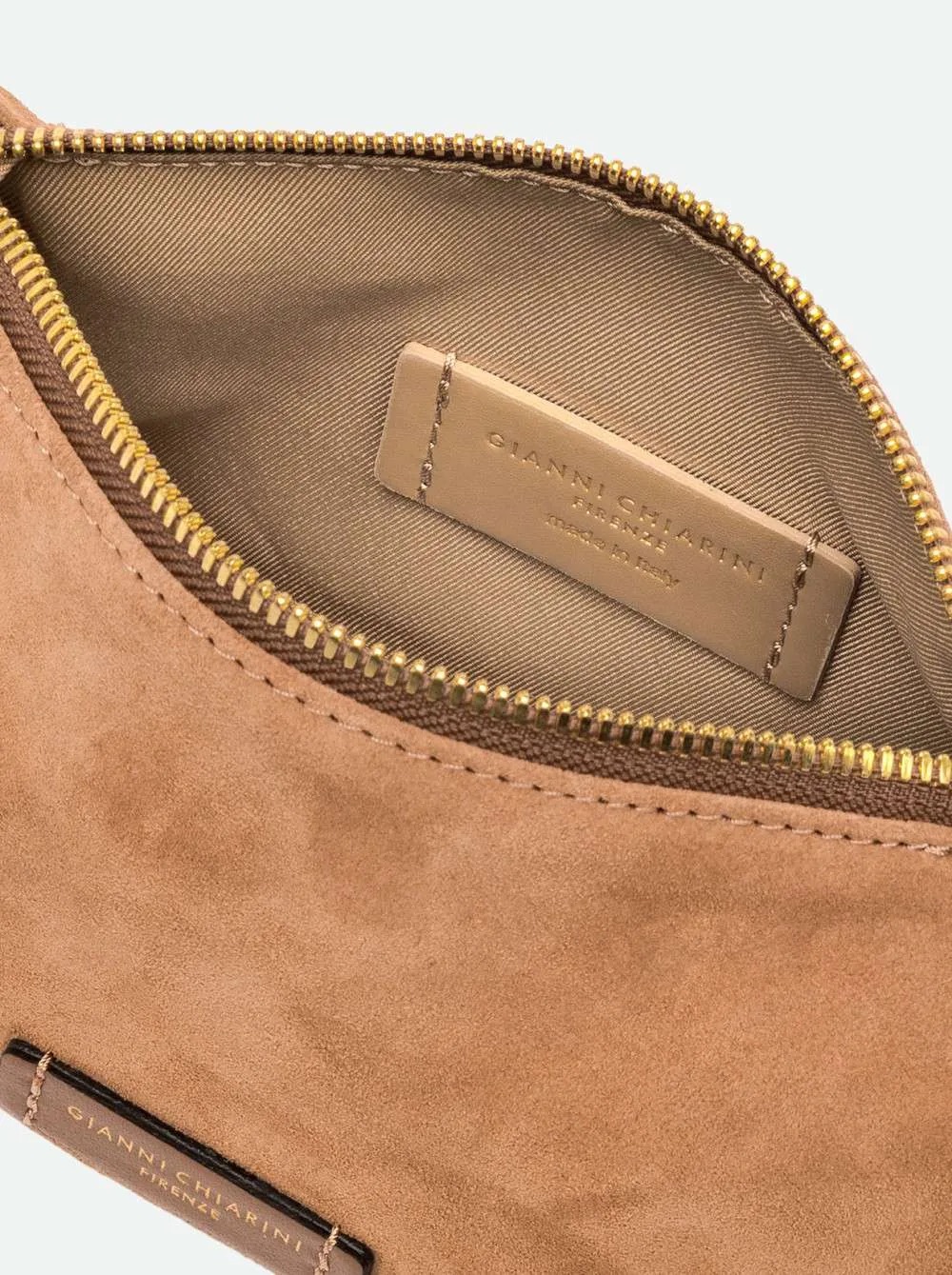 Borsa Nora Pouch Gianni Chiarini In Pelle Scamosciata Caramel Interno 8057145807911