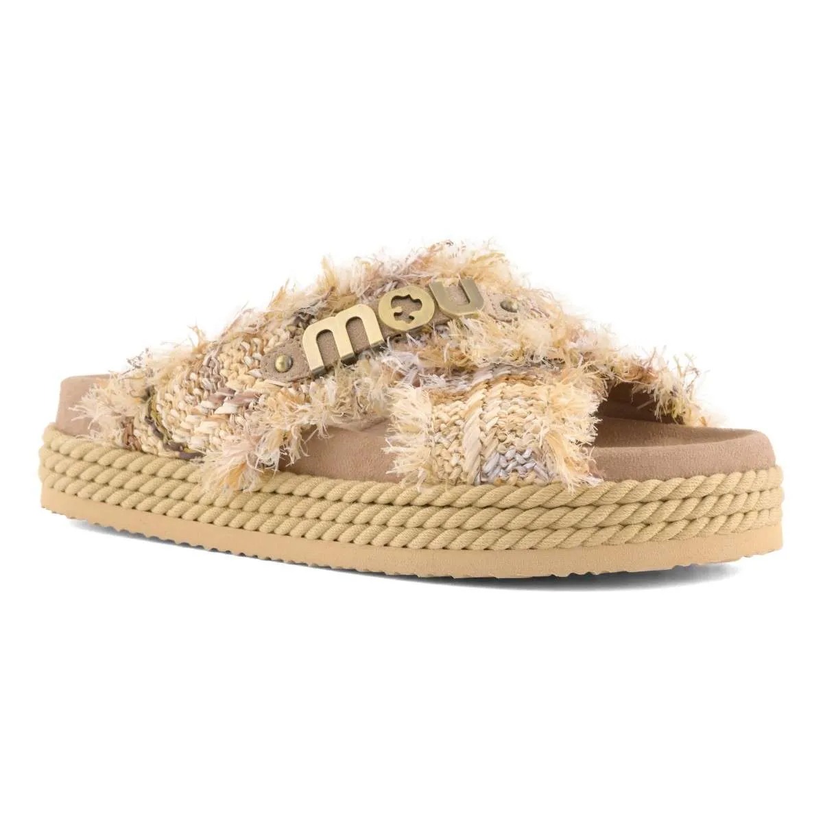 Ciabatte Criss Cross Mou In Rafia Terra Dettagli SW451011K