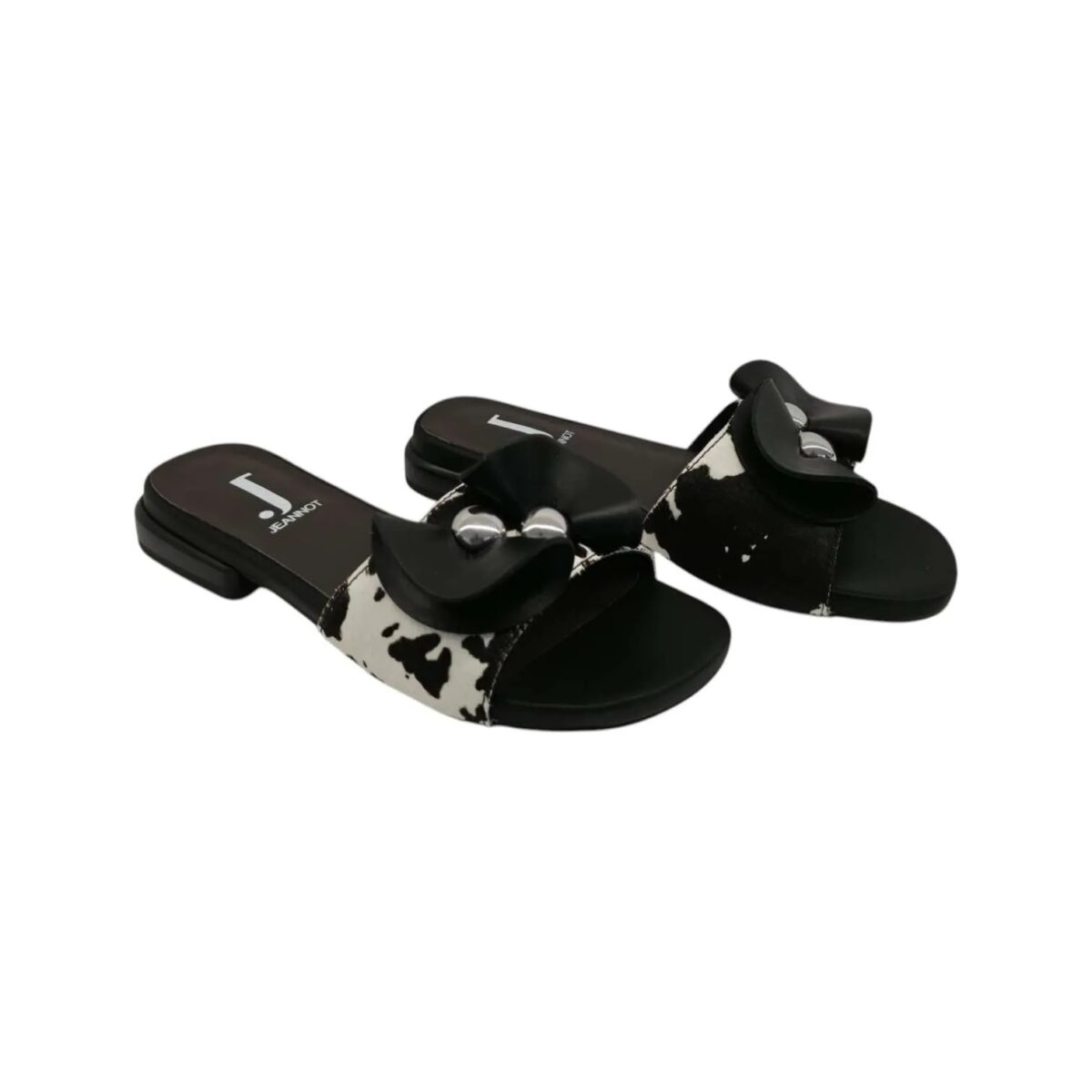 Ciabatte Jeannot 1 Ciabatte Jeannot Con Fascia Effetto Cavallino Bianco E Nero Dettagli AJ541M