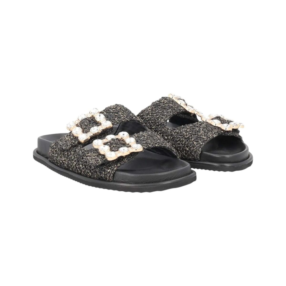 Ciabatte Tenerife Tosca Blu In Rafia Nero Dettagli 632S322N