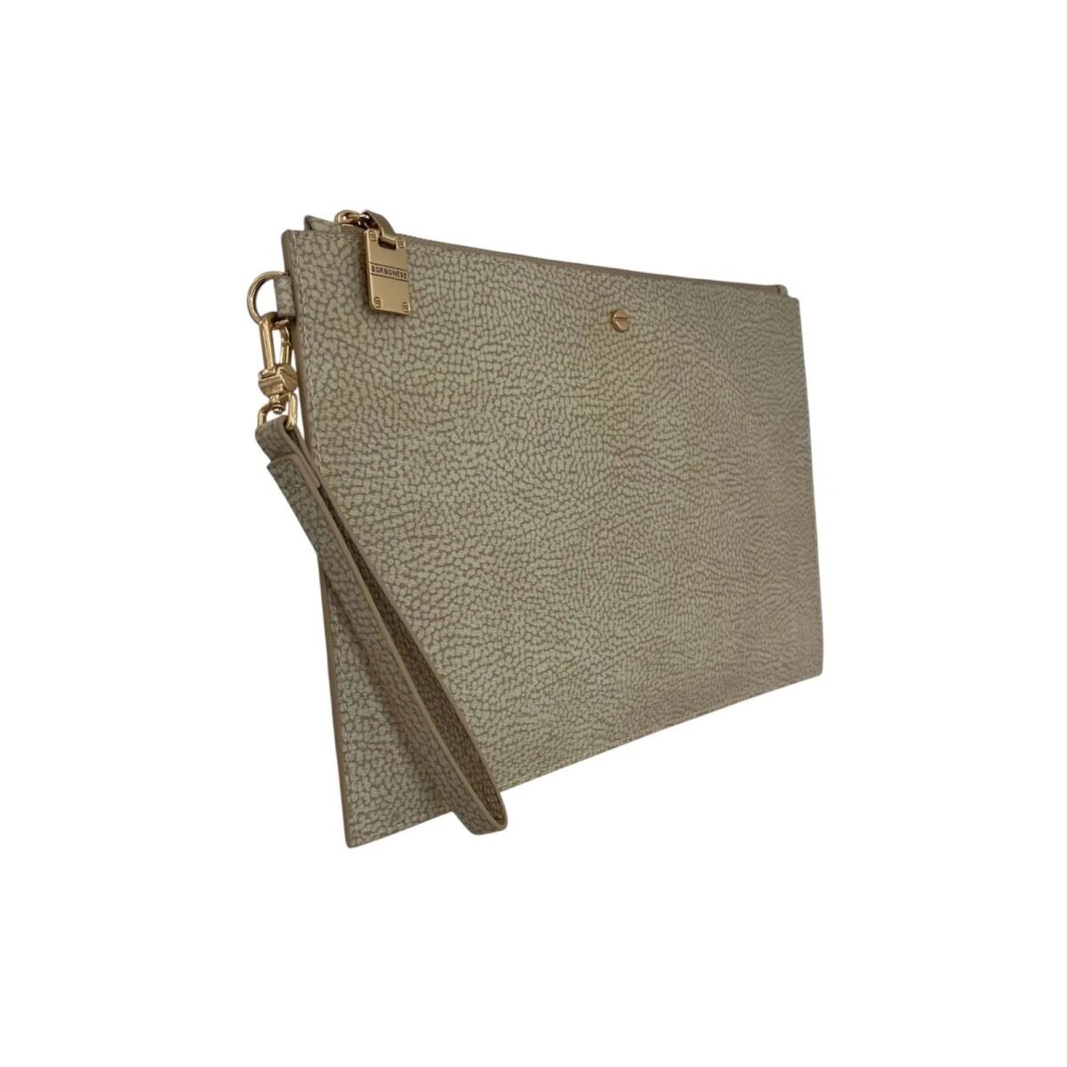 Clutch Borbonese 1 Clutch Borbonese In Tessuto Op Sabbia Dettagli Frontali 160191C75