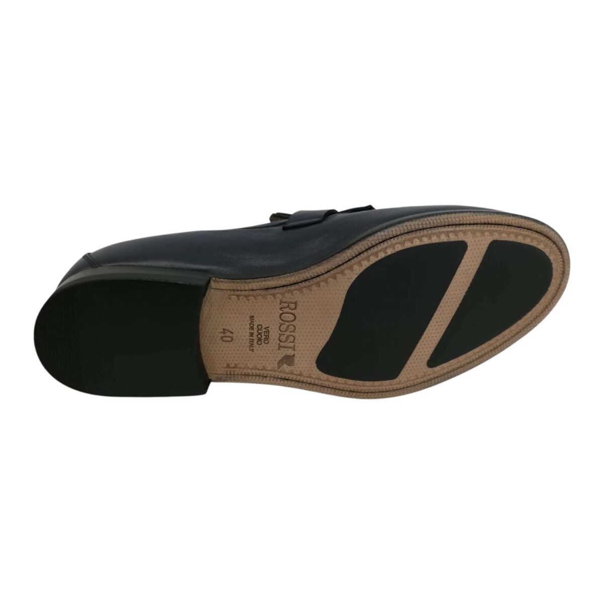 Mocassino Rossi Uomo In Pelle Blu Con Fondo In Cuoio Fondo 1431B