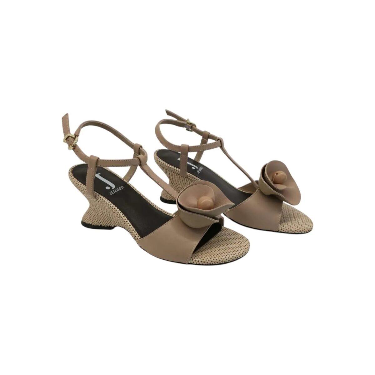 Sandali Jeannot 1 Sandali Jeannot Con Zeppa In Rafia E Fascia Nude Dettagli AJ612C