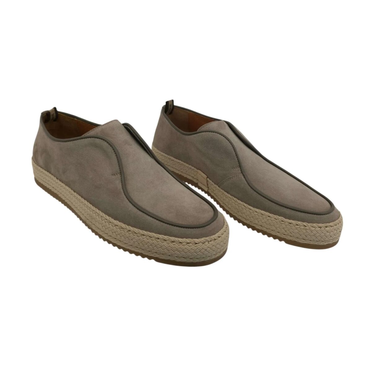 Slip On Rossi In Suede Grigio Con Findo In Gomma Dettagli 1093G