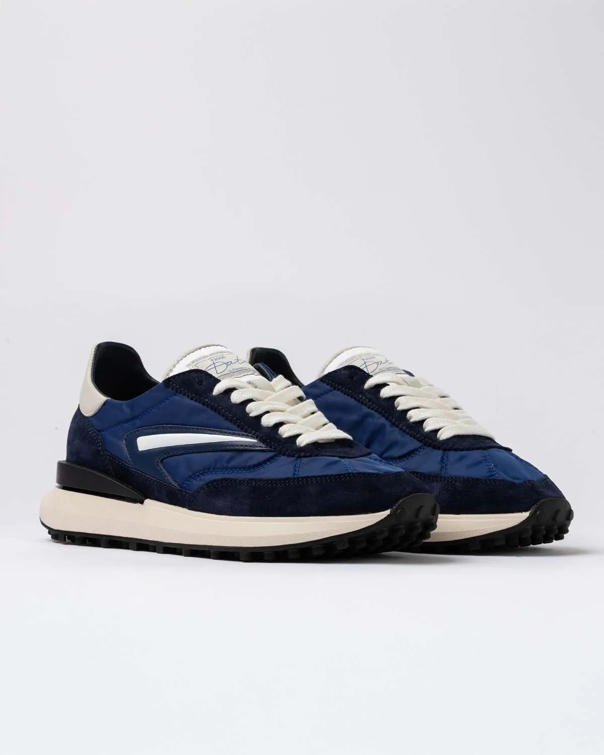 Sneakers Athleta D.A.T.E. Uomo In Tessuto E Camoscio Blue Dettagli Frontali 441ATNYBL