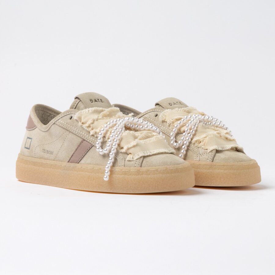 Home 20 Sneakers Tender Bow D.A.T.E. In Seude Beige Dettagli Frontali 441TEBWBI