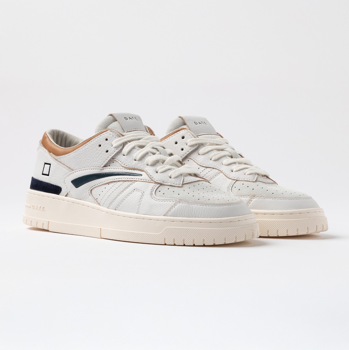 Sneakers Torneo D.A.T.E. 1 Sneakers Torneo D.A.T.E. In Pelle White Blue Dettagli Frontali 441TOCOWL